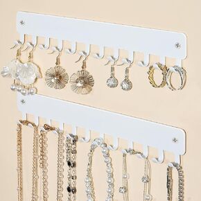 Drill-In Necklace Organizer: Sturdy Necklace Holder Wall Mounted with Hooks for Tangle-Free Jewelry Storage – Space-Saving Wall Necklace Hanger, Black, 2 PCS