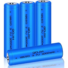 4Pack 18650 Battery, 3.7v 18650 Rechargeable Battery 3000mAh for Outdoor Solar Lights, Deck Lights, Landscape Lighting, Flashlight, etc (Button Top)