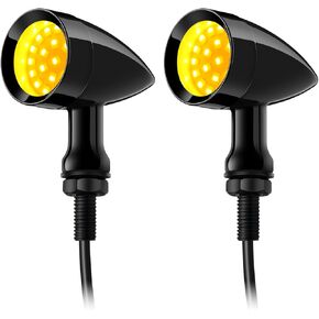 PBYMT 2PCS Motorcycle Bullet 24 LEDs Front Turn Signal Lights Amber SMD Blinkers 10mm Mount Hole Compatible for Honda Yamaha Suzuki Kawasaki Harley Chopper Bobber (Black)