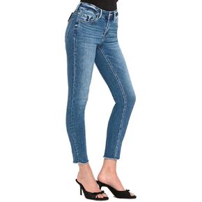 VERVET by Flying Monkey Women's Mid Rise Raw Hem Crop Skinny Jeans