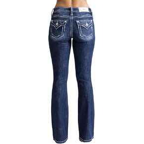 Miss Me Women's Saddle Stitch M Faux Flap Pockets Mid-Rise Bootcut Jeans