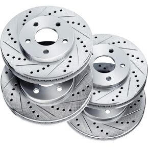 BRAKELABS POWERSPORT For 1997-2004 Porsche Boxster Front Rear Silver Zinc Cross Drilled Slotted Brake Rotors