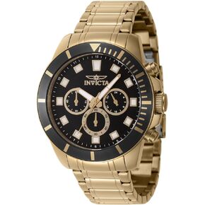 ساعة انفيكتا برو دايفر كرونوغراف بتوقيت جرينتش كوارتز بمينا أسود للرجال 46042، ذهبي in Kuwait