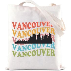 ENSIANTH Vancouver Travel Gift Canada Trip Shopping Bag Cityscape Souvenir Vancouver British Columbia City Skyline Tote Bag