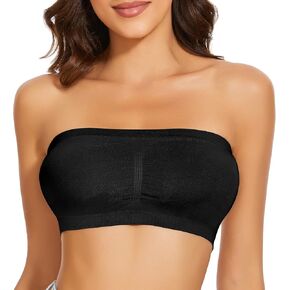 Strapless Bra for Women Padded Bandeau Bra Wireless Tube Top Bra Non-Slip Seamless Bandeau Top