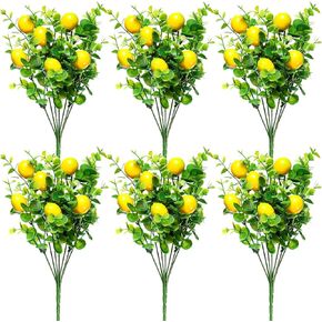 12 Pcs Lemon Decorations Artificial Lemon Branches Yellow Fake Lemons Vivid Lemon Decor for Kitchen Lemon Centerpieces for Tables DIY Artificial Fruits for Farmhouse Party Garden