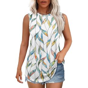 WEESO Womens Tank Tops Basic Casual Summer Trendy Crewneck Sleeveless Shirts Tops