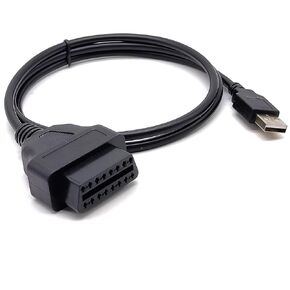 OBD Extension Cable OBD2 to USB Cable USB Type A Male to OBD Female Cable 12V 30CM for GPS Tracker Get Power Connector Car
