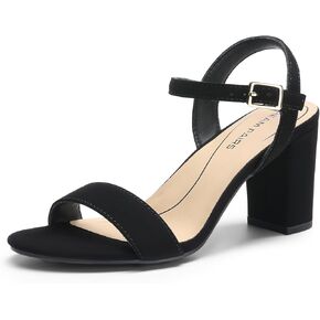 DREAM PAIRS Women's Chunky Heels Block Round Open Toe Ankle Strap Heel Fashion Wedding Party Comfort Dress Sandals Shoes