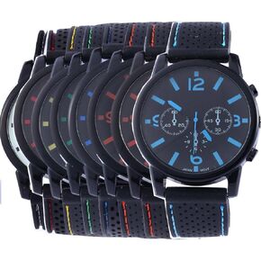 8 Assorted Wholesale Men's Sports Silicon Watch Wrist Watches Riding Running