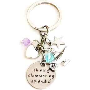 Shining Shimmering Splendid Aladdin and Jasmine Silver Charm Keychain Accessories Gift of Magical True Love | Merchandise for Women