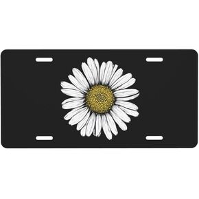 Retro Daisy License Plate, Decorative Car Front License Plate, Aluminum Novelty License Plates Vanity Tag Metal Car Plate for Women Men 6 X 12 Inch