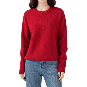 Simple&Opulence Casual Pullover Sweaters for Women,Long Sleeve Solid Color Crewneck Warm Tops