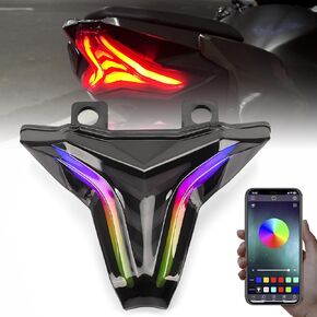 Motorcycle LED Tail Lights RGB Control for NINJA 400 2018-2024 Z400 Z250 Z400 Z1000 Z1000R ZX6R ZX10R ZX10RR Rear Brake Light DRL with Turn Signals Sequential Dynamic Indicator