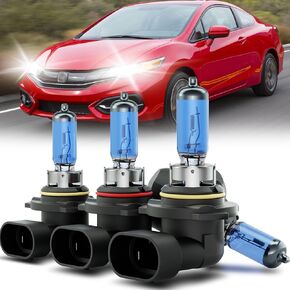 for 2006-2015 Honda Civic Halogen Headlights Lights Bulbs Combo, 4pcs Super Bright 5000K White High & Low Beam Headlamps Blubs Package