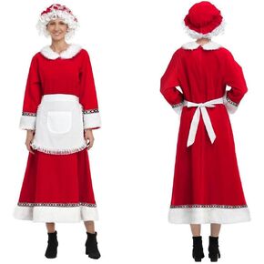 Yruiz Mrs. Claus Costume Adult Women's Christmas Santa Deluxe Velvet Dress