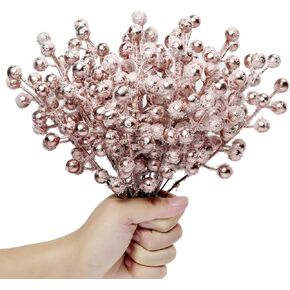 24 Pcs Artificial Snow Berry Stems, 9'' Frosted Holly Berry Branch Christmas Tree Pick Spray for Xmas Tree Decoration Wreath Making Supplies Vase Filler DIY Craft Holiday Home Decor (White)