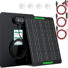 SUNER POWER Waterproof 30W 12V Solar Battery Charger & Maintainer PRO, Built-in UltraSmart MPPT Charge Controller, 12 Volt Solar Panel Trickle Charging Kits for Car Automotive Boat Marine RV Trailer
