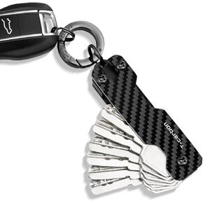 Carbon Fiber Key Organizer, Compact Key Holder Key Case for Key Chains Car Keys, Minimalist Keychain Holder Pocket-Sized, Secures 2-6 Keys