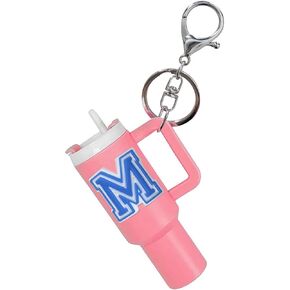 Mini Tumbler Keychain Chapstick Holder with Initial Letter, Cute Cup Key Charms, for Purses, Handbags, and Backpacks.