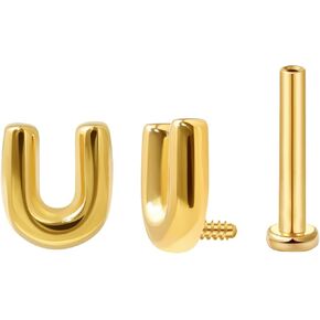 FANSING Initial Flat Back Earring for Cartilage Tragus Helix Conch Internally Threaded Labret Stud