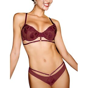 Lingerie Sets for women Mesh sexy bra and panty sets with Underwire 2 Piece Strappy Embroidered Floral Lace