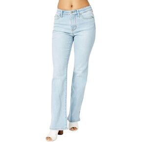 Judy Blue Mid Rise Light Wash Slit Hem Bootcut Jeans, 82552 (15)