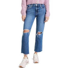PAIGE Women's Noella Mid Rise Straight Leg in Sledge Destructed