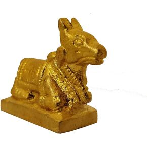 GURU JEE™ Brass Statue Small Nandi Cow Idol Gifts Murti for Pooja Home Decor Religious Sculpture Showpiece Height 1 Inch