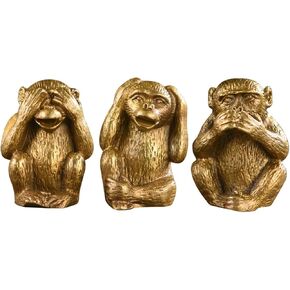 BRABUD Brass Statue Three Monkeys See No Speak No Hear No Evil Home Office Desk Decor Gift TQZDBS003