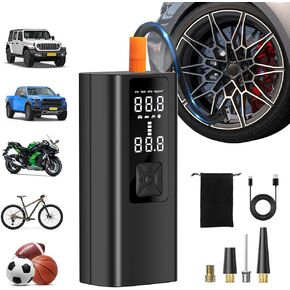 Tire Inflator Portable Air Compressor, Portable Tire Inflator for Car, Tire Inflator with LED Light & Digital Pressure Gauge for Trucks, SUVs, Bike & Motorcycle Tires, Balls