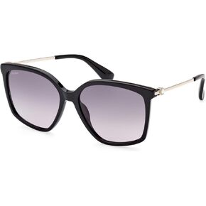 MaxMara Sunglasses MM 0055 -F Asian fit 01B Shiny Black, Pale Gold/Gradient Sm
