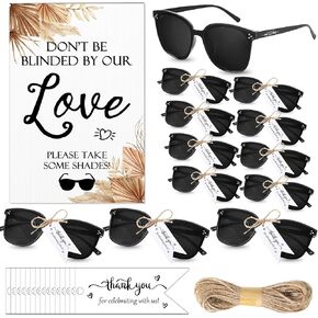 Kanayu Wedding Favors for Guests Wedding Party Sunglasses Gifts Wooden Love Wedding Sign Decor Black Mr Mrs Glasses Bulk