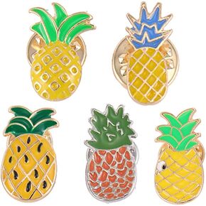 Amosfun 5pcs Lovely Originality Fashion Fruits Brooch Summer Style Small Fresh Oil Dripping Pineapple Brooch Pins