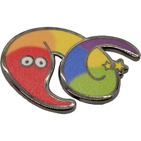 Rainbow Worm on a String Enamel Pin | Iconic Fuzzy Magic Worm Wiggle Worm with Gradiated Rainbow Colors