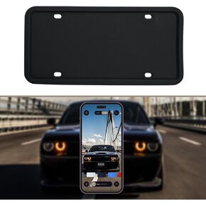 Silicone Light Weight USA Standard Car License Plate Frame Cover Weather-Proof, Universal USA Canada Men Women Front Rear Car Tag Holder, Plate Jade Moble App Approved (Gray)