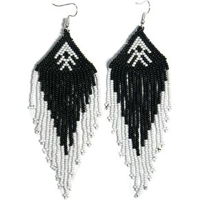 Beaded Drop Earrings Statement Colorful Beaded Earrings Handmade Bohemia Beadwork Dangle Earrings For Woman.