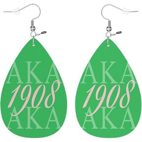 Zokola AKA 1908 Teardrop Earrings, Inspiration Quote Double-Sided Dangle Ear Ring For Women Friends, Pink Green Lightweight Faux Leather Earrings