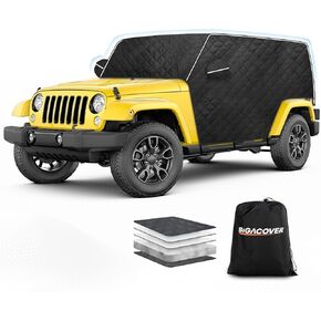 Hail Cover for 2007-2024 Jeep Wrangler JK JL 4 Door, 210D Soft Cotton Lined Hail Protector Car Cover Outdoor Half Covers with Waterproof Windproof Heavy Duty All Weather for Jeep Wrangler JK JL 4 Door