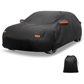X AUTOHAUX Outdoor Car Cover for Hyundai Sonata Sedan Aluminum Film Waterproof Full Exterior Cover Rain Sun Protection with Door Zipper