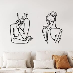 2 Pcs Metal Minimalist Wall Art Decor Abstract Woman Home Decor Room Decor Bedroom Decor Modern Wall Decor Metal Single Line Art Female Body Decor for Kitchen Bathroom Living Room (Charm Style)