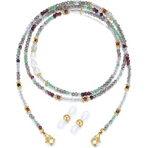 REVEMCN Crystal Beaded Eyeglass Chain Necklace and Face Mask Holder Stylish Sunglasses Glasses Chain Strap Lanyard for Women