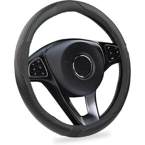 Car Steering Wheel Cover,14.5-15 Inch Black Universal Car Accessory for Diverse Cars Leather Covers Breathable Anti-Slip Odorless Steering Wheels Accessories for Men Women