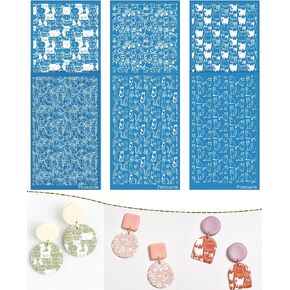 Puocaon Valentine Clay Silkscreen Stencils - 6 Pcs Reusable Polymer Clay Silkscreen Stencils Earrings Jewelry Making, Love Letter Valentines Gift Silk Screen Stencils