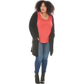 Star Vixen Women's Plus Size Cardigan with Hood and Pockets