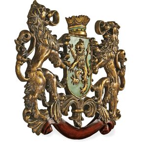 Design Toscano Heraldic Royal Lions Coat of Arms Wall Sculpture, 30 Inch, Full Color