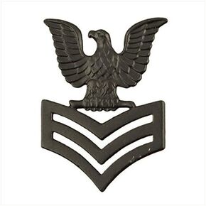 Navy Cap Device: E6 Petty Officer First Class - black metal