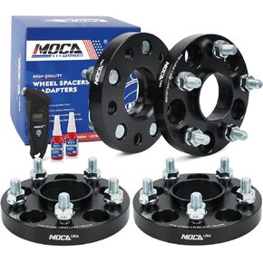 فواصل عجلات مركزية MOCA 20 مم 5x114.3 (تجويف 64.1 مم) - مسامير M12x1.5 متوافقة مع Acura CDX ILX RDX ولهوندا أكورد أفانسير سيفيك (أسود، حزمة من 4) ومقياس ضغط الإطارات in Kuwait
