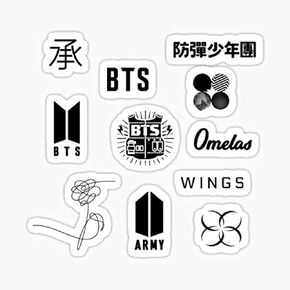 BTS Logo Sticker Pack (Updated!!) Sticker - Sticker Graphic - Auto, Wall, Laptop, Cell, Truck Sticker for Windows, Cars, Trucks