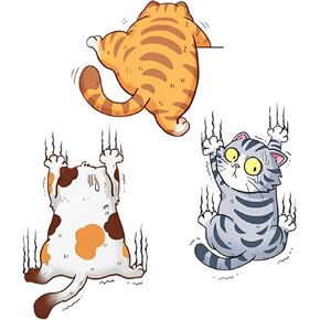Scratch Cat Vinyl Car Sticker Decal, Three Funny Climbing Cats Scratch Repair Sticker, Cute Cat Scratch Cover Funny Bumper Decal with Squeegee for Auto Truck Motorcycle Wall Window Decor (Large)